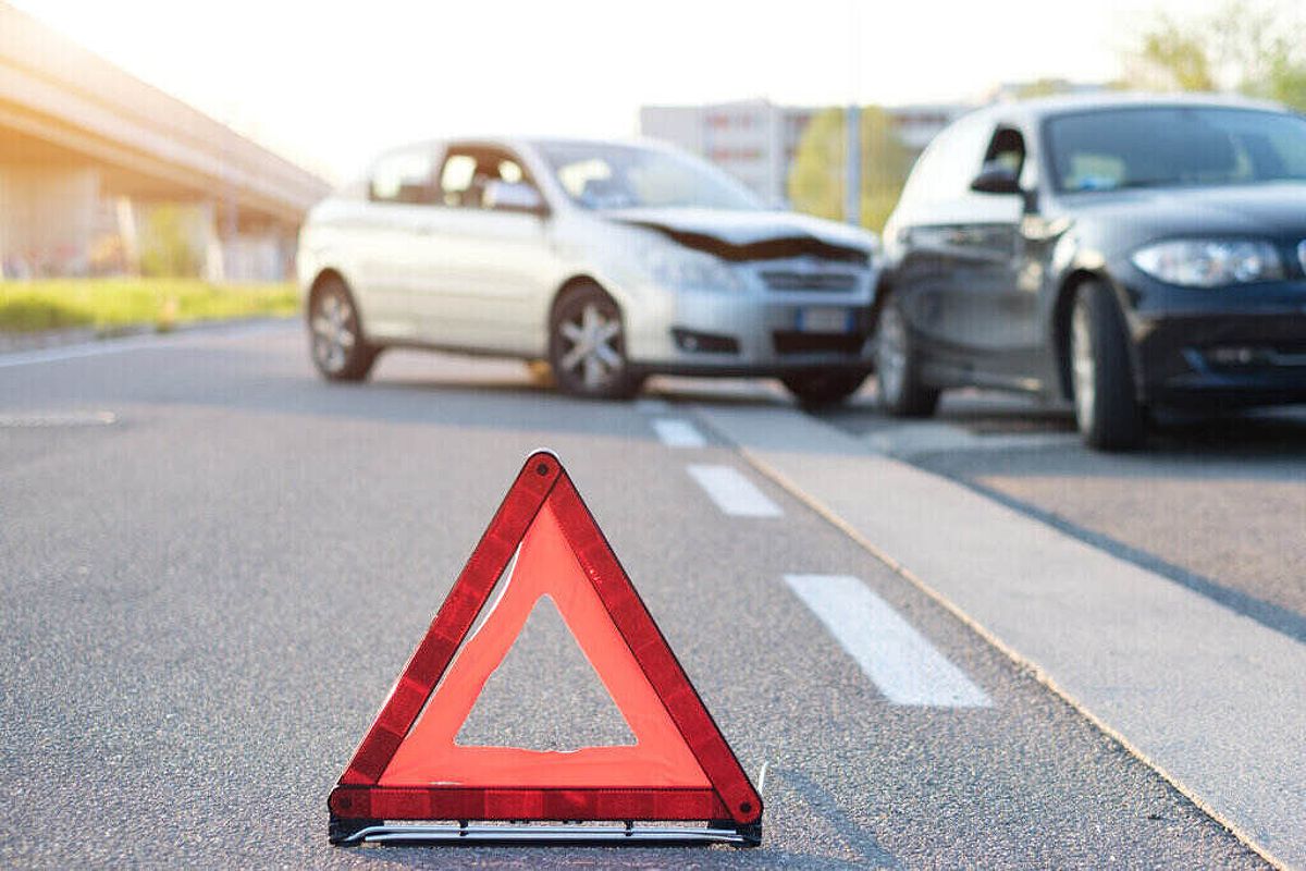 Scene of a car accident on the road